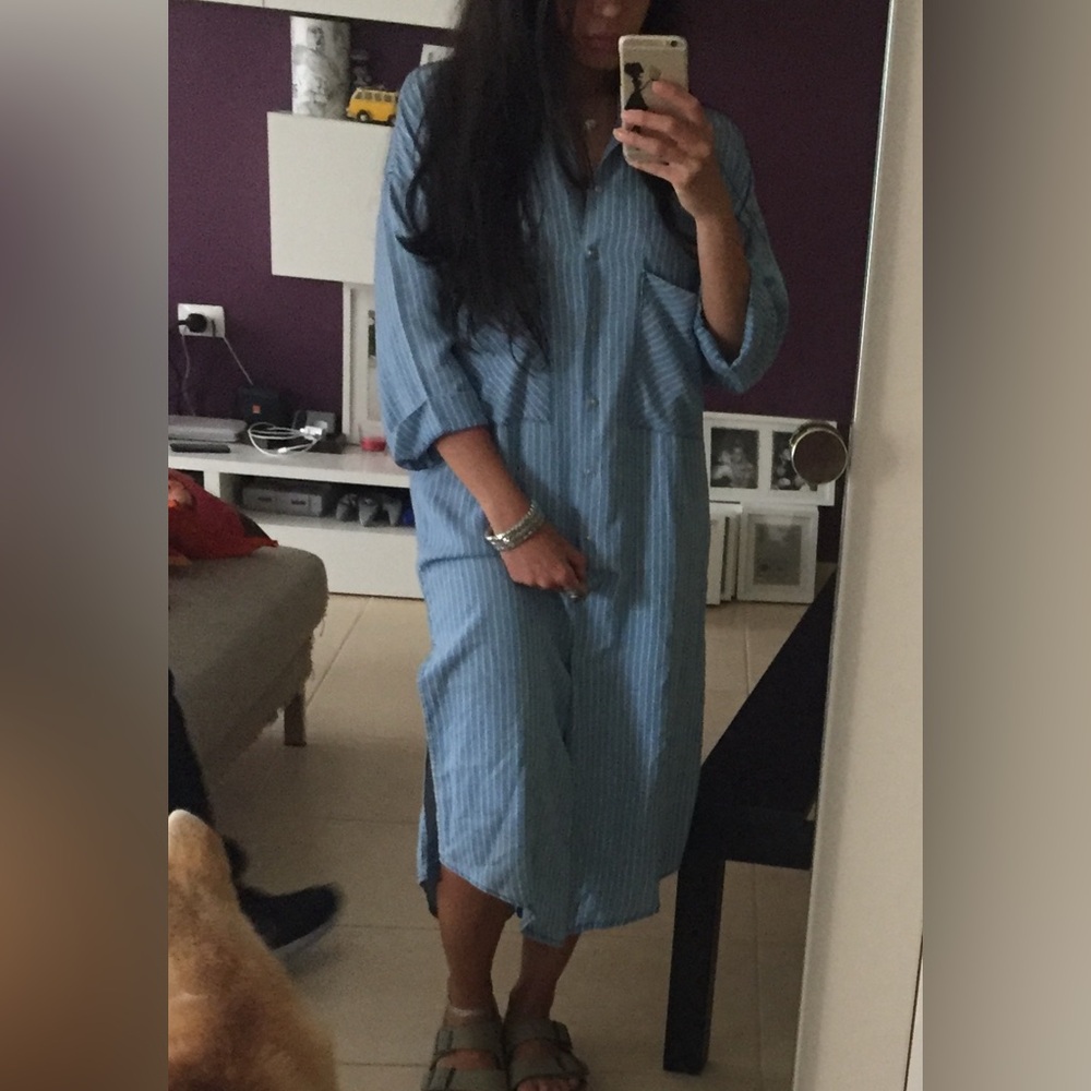 Zara Light Blue denim Long Sleeve Dress